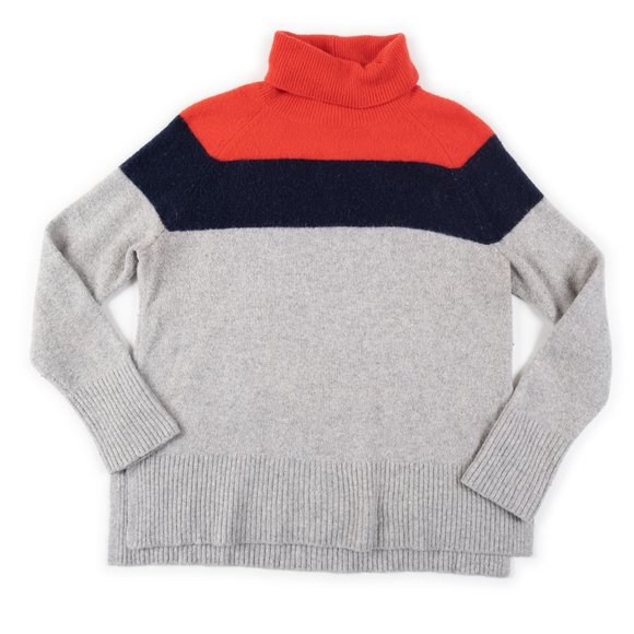 COURT & ROE red navy grey color block turtleneck sweater size S - Picture 1 of 11